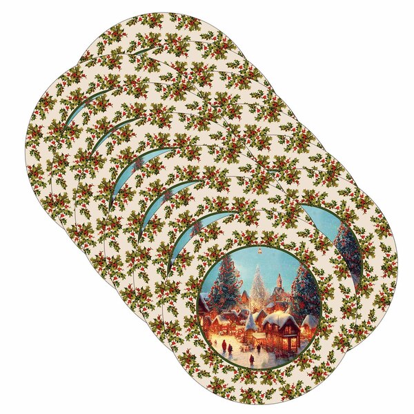 Kit Sousplat Natal Da Vila - 12 Peças - Com Base