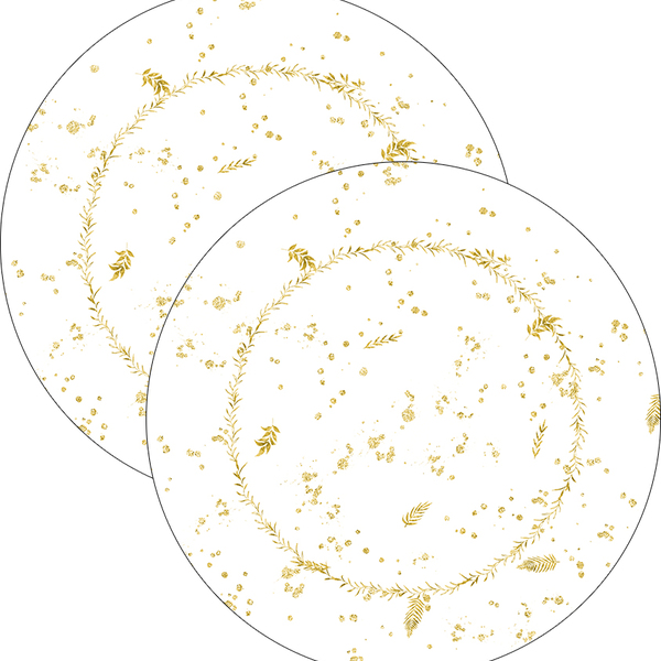 Kit Sousplat Natal Dourado Gliter - 2 Peças - Sem Base