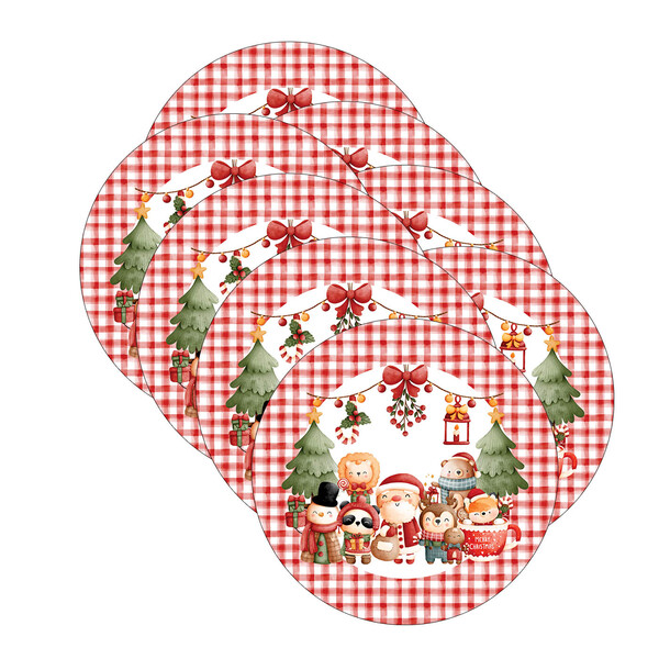 Kit Sousplat Natal Infantil - 8 Peças - Com Base