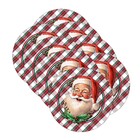 Kit Sousplat Natal Noel Xadrez - 8 Peças - Com Base