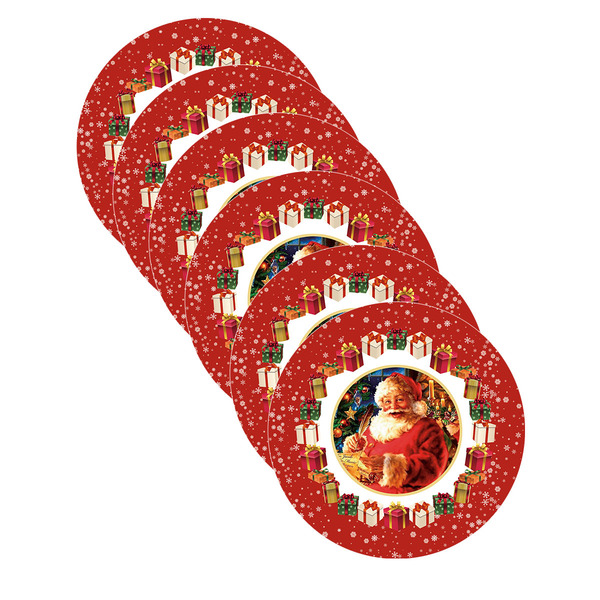 Kit Sousplat Natal Papai Noel Iii - 6 Peças - Sem Base