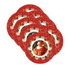 Kit Sousplat Natal Papai Noel Iii - 8 Peças - Com Base