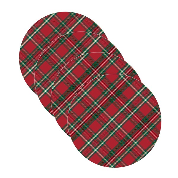 Kit Sousplat Natal Xadrez Vermelho/verde - 4 Peças - Sem Base