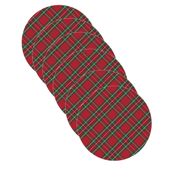 Kit Sousplat Natal Xadrez Vermelho/verde - 6 Peças - Sem Base