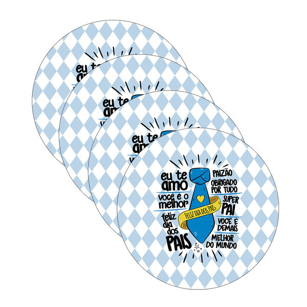 Kit Sousplat Pai Gravata - 4 Peças - Com Base