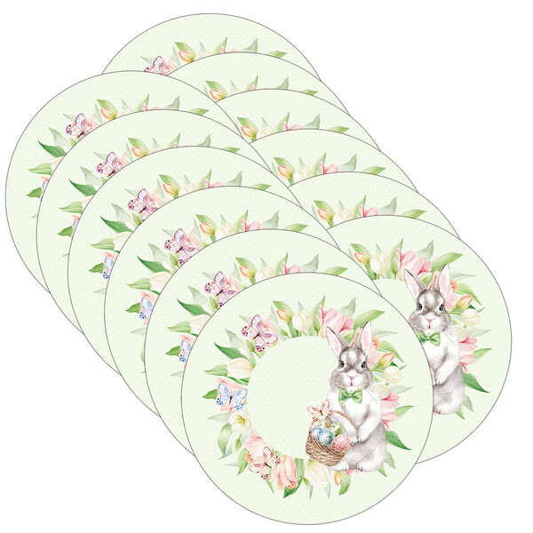Kit Sousplat Páscoa - 12 Peças - Com Base
