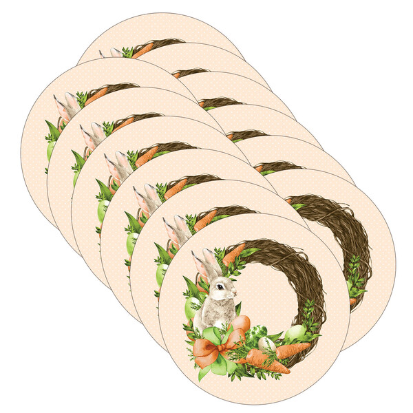 Kit Sousplat Páscoa Cenoura/salmão - 12 Peças - Com Base