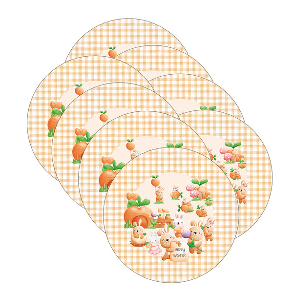 Kit Sousplat Páscoa Infantil - 8 Peças - Com Base