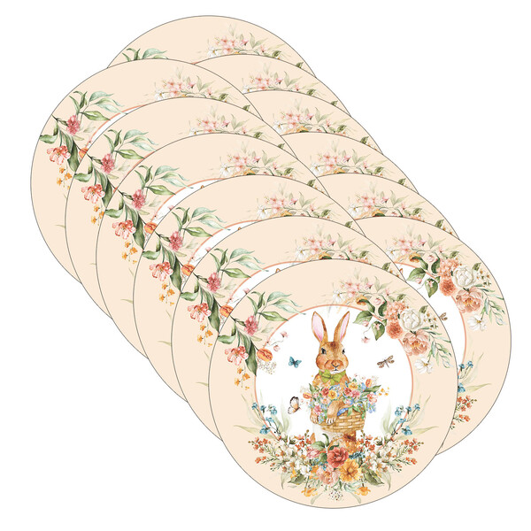 Kit Sousplat Páscoa Jardim - 12 Peças - Sem Base
