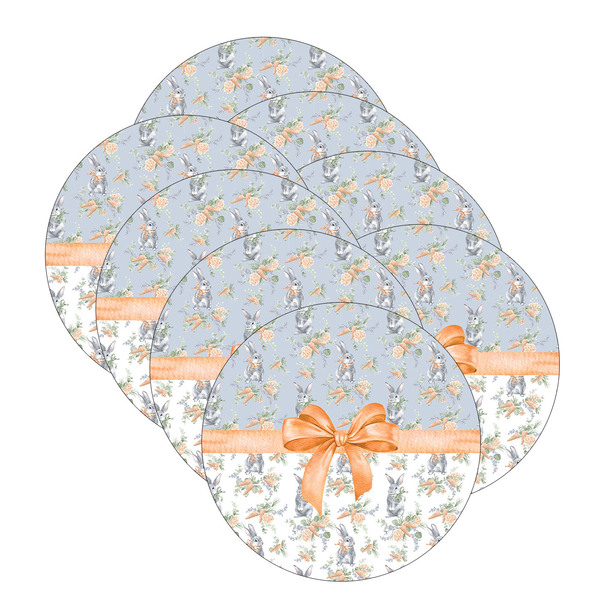 Kit Sousplat Páscoa Laço - 8 Peças - Com Base