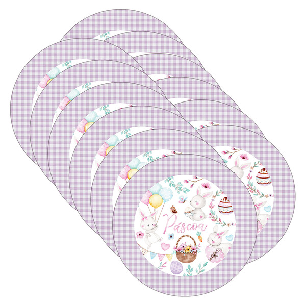 Kit Sousplat Páscoa Lilás - 12 Peças - Com Base
