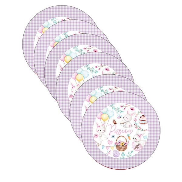 Kit Sousplat Páscoa Lilás - 6 Peças - Com Base
