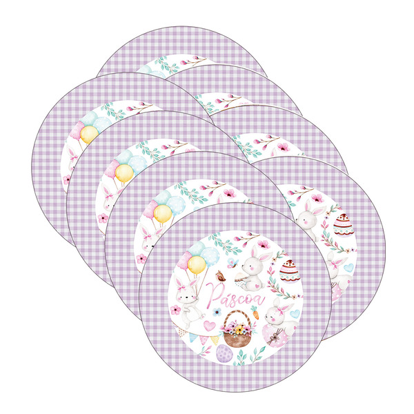 Kit Sousplat Páscoa Lilás - 8 Peças - Com Base