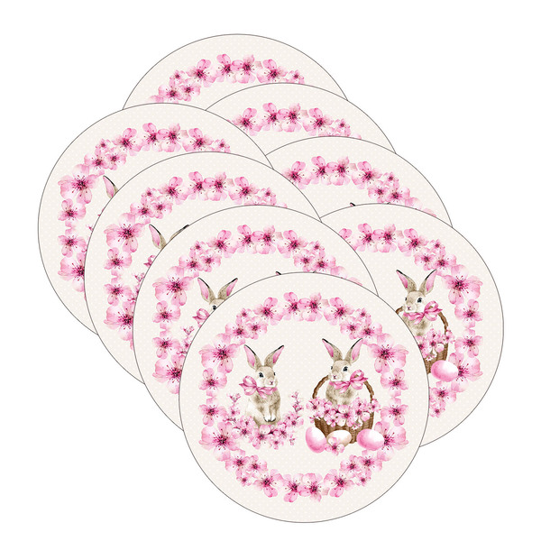 Kit Sousplat Páscoa Sakura - 8 Peças - Sem Base