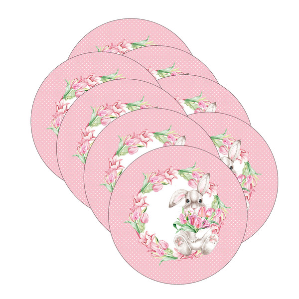 Kit Sousplat Páscoa Tulipa - 8 Peças - Com Base