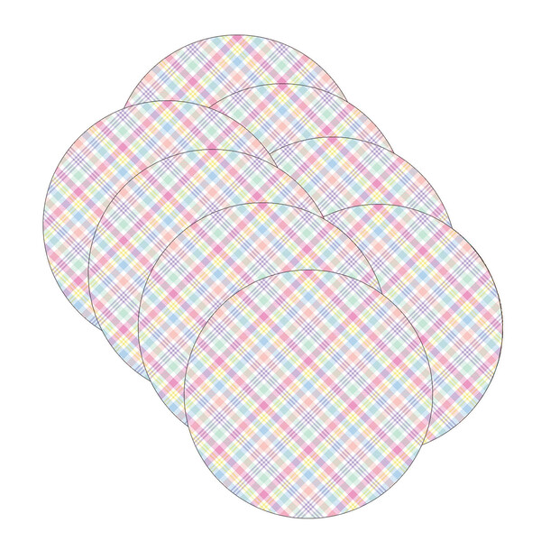 Kit Sousplat Páscoa Xadrez Colorido - 8 Peças - Com Base