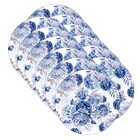 Kit Sousplat Rosas Azul - 12 Peças - Com Base