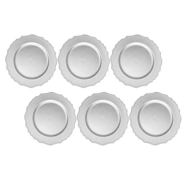 Kit Sousplat Wave Prata 33 Cm 6 Unidades Class Home