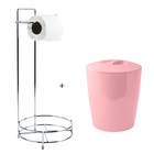 Kit Suporte Para Papel Higiênico Com Lixeira Banheiro Lavabo