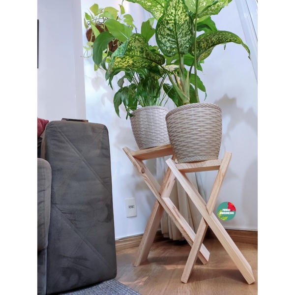 Kit Suportes De Madeira, Decoração Com Plantas, Vasos Sv5