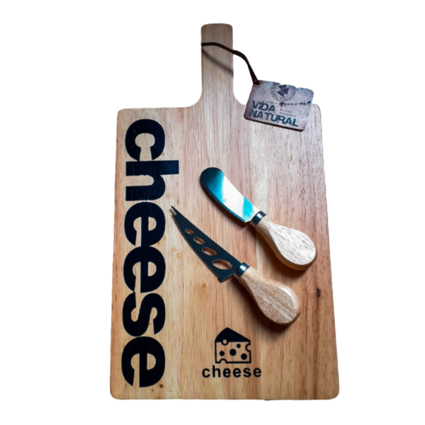 Kit Tabua Para Queijo E Frios Bambu Com Facas Madeira Cabo In