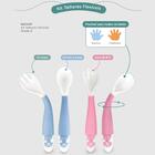 Kit Talheres Flexíveis Infantil 6m+ Colher E Garfo Bebê Trein