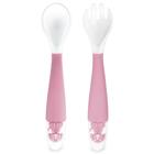 Kit Talheres Flexíveis Infantil 6m+ Colher E Garfo Bebê Trein