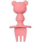 Kit Talheres Infantil Ursinho De Silicone Buba - Rosa