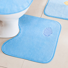 Kit Tapete Banheiro Bordado Premium Fundo Do Mar Azul Turques