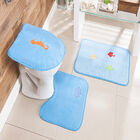 Kit Tapete Banheiro Bordado Premium Fundo Do Mar Azul Turques