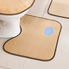 Kit Tapete Banheiro Bordado Premium Fundo Do Mar Bege Guga Ta