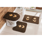 Kit Tapete Banheiro Bordado Premium Tulipa Café Guga Tapetes