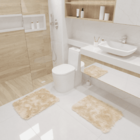 Kit Tapete Banheiro Felpudo Peludo Bege 40 X 60 Cm