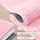 Kit Tapete Banheiro Felpudo Peludo Rosa Bebe 40 X 60 Cm