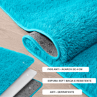 Kit Tapete Banheiro Felpudo Peludo Turquesa 40 X 60 Cm