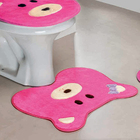 Kit Tapete Banheiro Infantil Rosa 3 Peças Antiderrapante