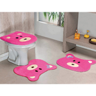 Kit Tapete Banheiro Infantil Rosa 3 Peças Antiderrapante