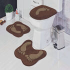 Kit Tapete Banheiro Premium Pegada Café Guga Tapetes 3 Peças