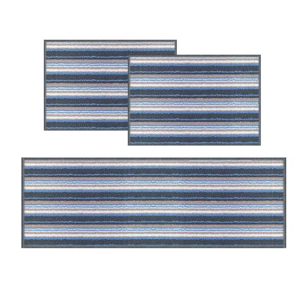 Kit Tapete Cozinha 3 Peças Atlantis Listras 56 Chumbo - J Ser