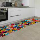 Kit Tapete De Cozinha 2 Peças Chevron Colorido Único