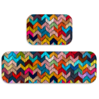 Kit Tapete De Cozinha 2 Peças Chevron Colorido Único