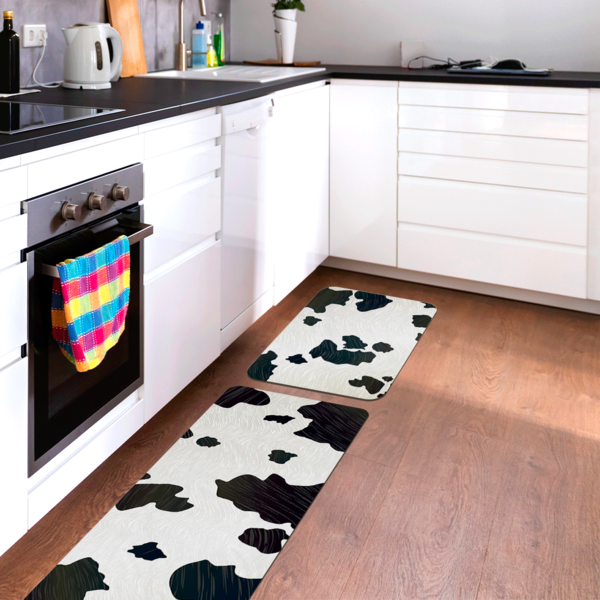 Kit Tapete De Cozinha 2 Peças Cow Único