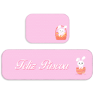 Kit Tapete De Cozinha 2 Peças Feliz Páscoa Coelhos Rosa Único