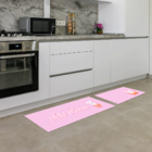 Kit Tapete De Cozinha 2 Peças Feliz Páscoa Coelhos Rosa Único