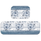 Kit Tapete De Cozinha 2 Peças Floral Com Listras Único