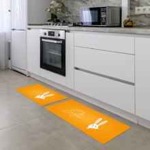 Kit Tapete De Cozinha 2 Peças Happy Easter Fundo Laranja Único