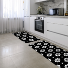 Kit Tapete De Cozinha 2 Peças Ladrilho Preto Único