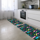 Kit Tapete De Cozinha 2 Peças Objetos Coloridos Único