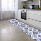 Kit Tapete De Cozinha 2 Peças Premium Ladrilho Blue Único