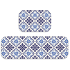 Kit Tapete De Cozinha 2 Peças Premium Ladrilho Blue Único